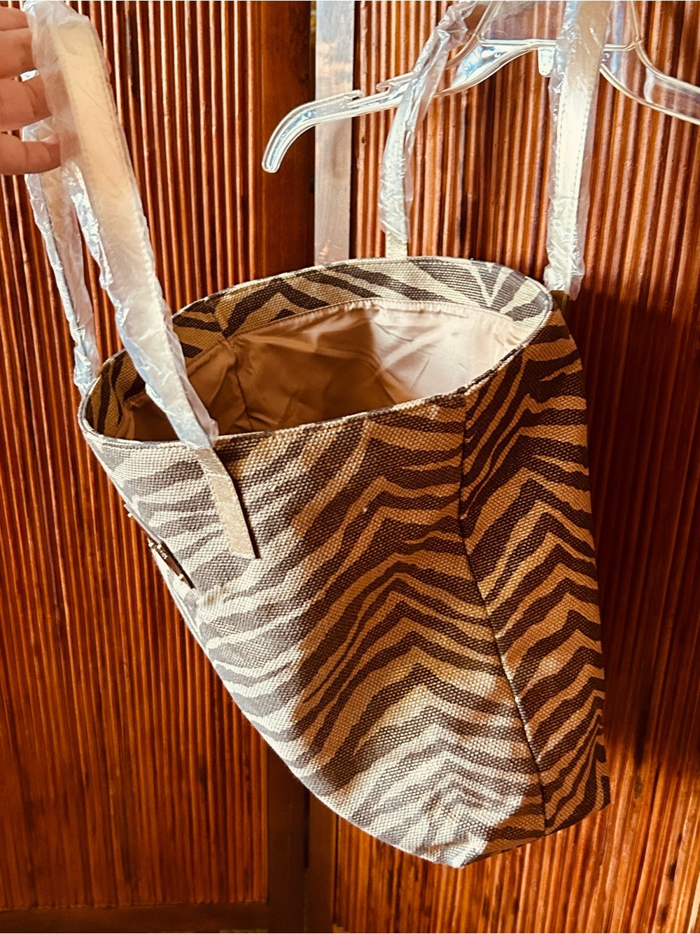 Michael Kors Zebra-Print Canvas Tote in Beige and Brown - Picture 5 of 7